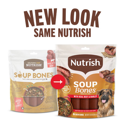 Soup Bones Premium Dog Chews with Real Beef and Barley, 11 Chews (Rachael Ray)