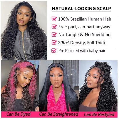 Human Hair Wigs 13X4 Deep Wave Frontal Wig Lace Wig 13X6 Human Hair 200 Density Human Hair Wig Curly Lace Front Human Hair Wig